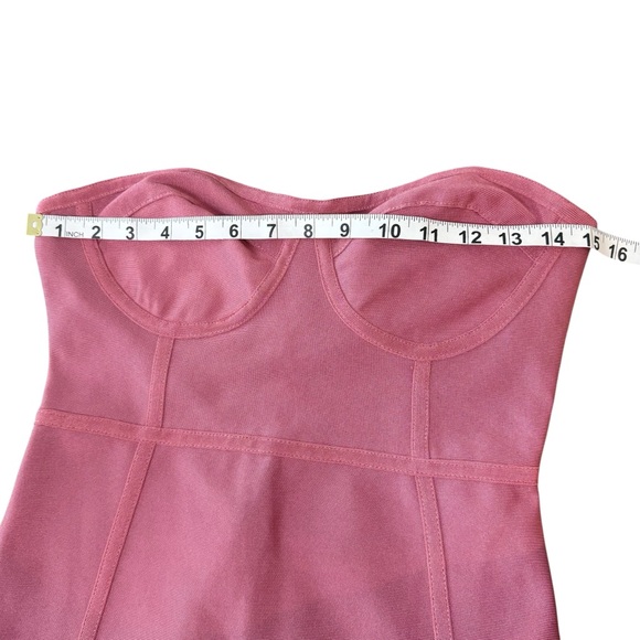 Pretty Little Thing Rose Frill Hem Bandage Midi Dress - SZ 6 - Picture 6 of 14